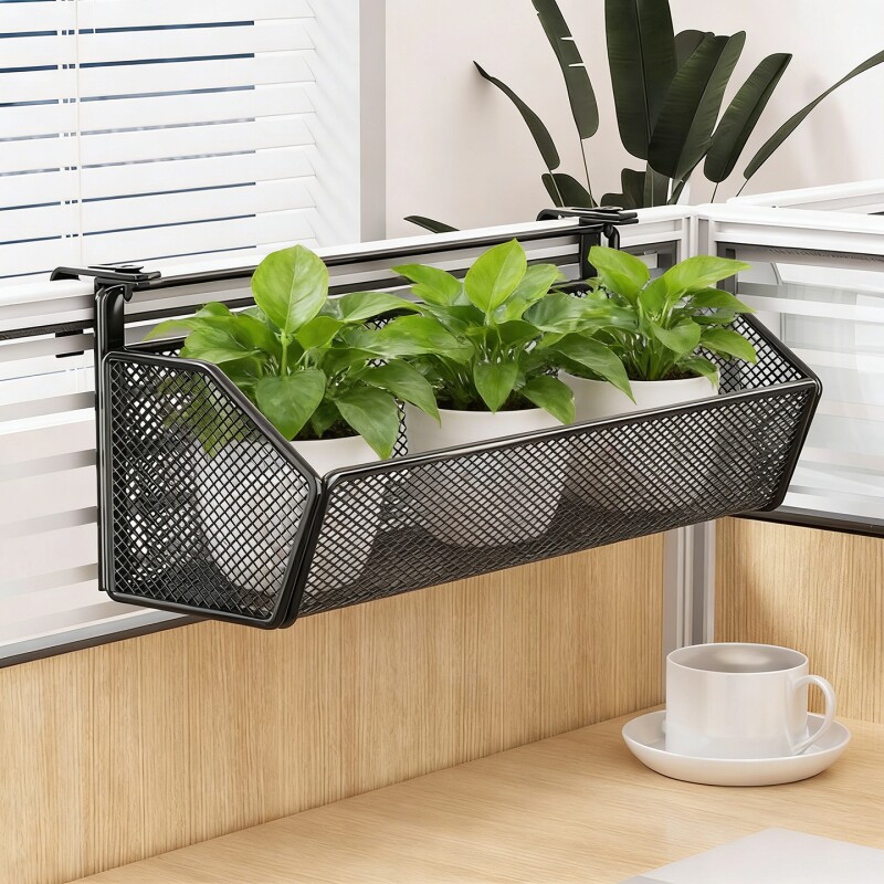 工位绿植置物架盆栽摆放架办公桌隔板挂篮多肉植物花架收纳双层