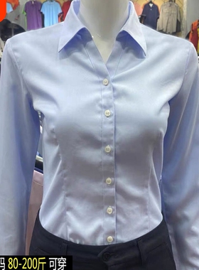职业白色衬衫女长袖2025春夏大码工作服衬衣面试通勤正装短袖上衣