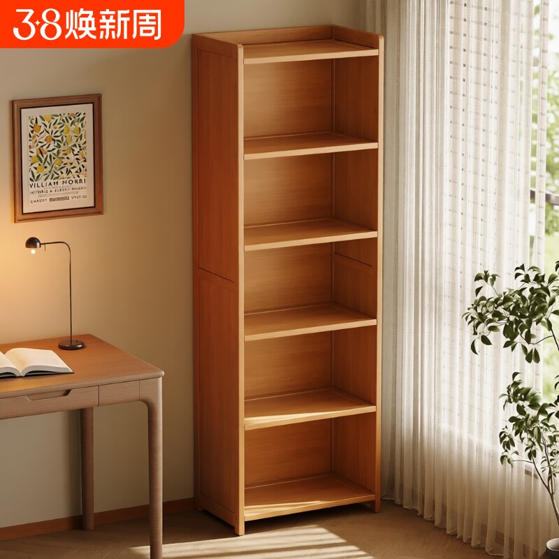 书架卧室落地书柜靠墙转角置物架收纳书架子多层客厅储物床头楠竹