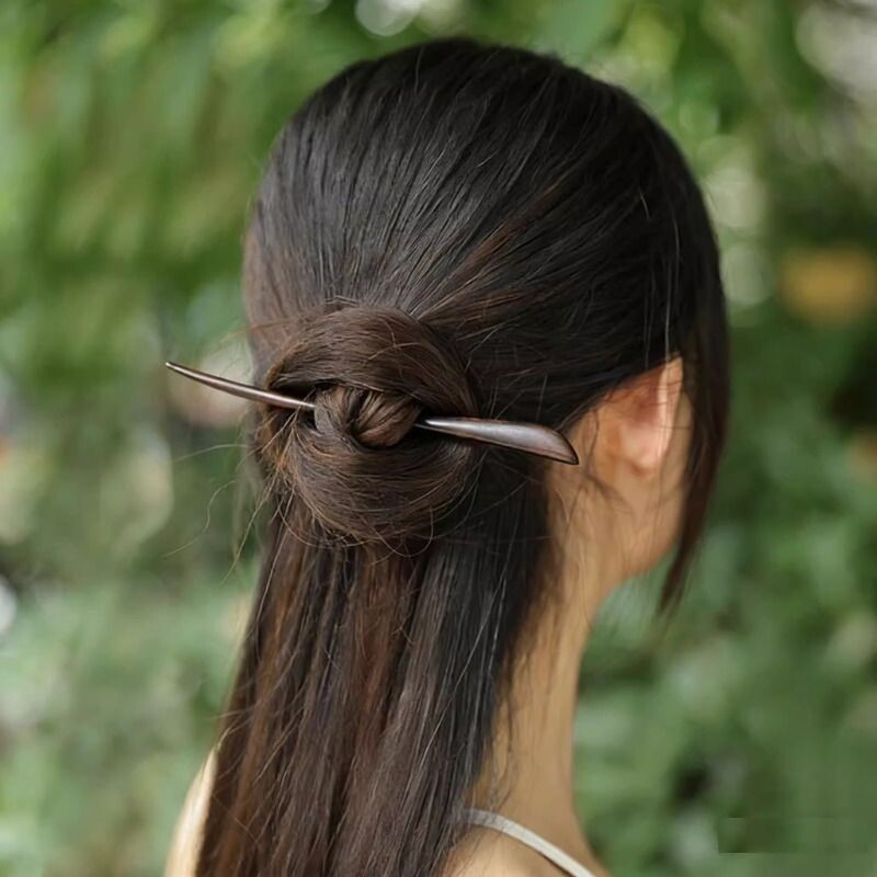 新中式发簪古风女盘发簪子黑檀木簪中国风汉服发钗日常通勤