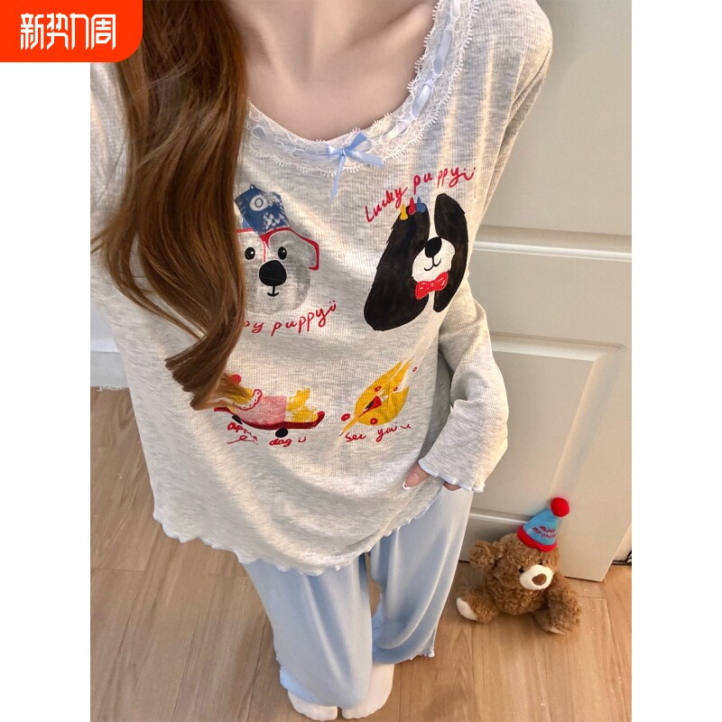 卡通睡衣女款春夏季带胸垫2026新款莫代尔甜美可爱夏天家居服简单