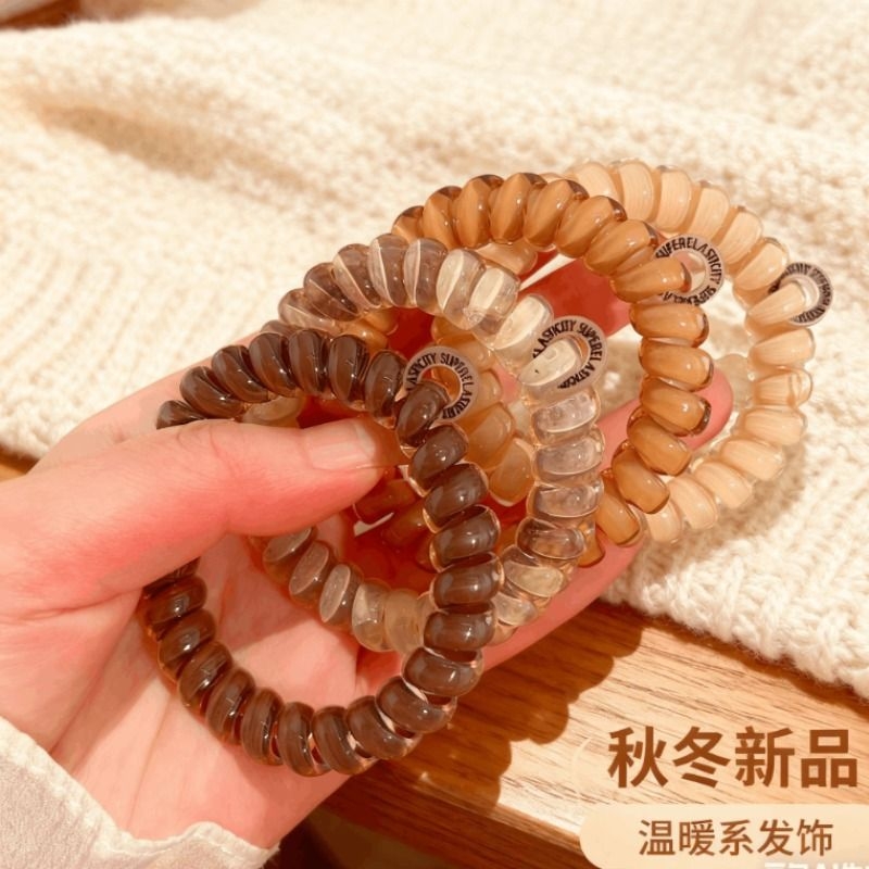 秋冬百搭韩式少女电话线无痕发圈葡萄椰椰发绳耐用头绳扎头发必备