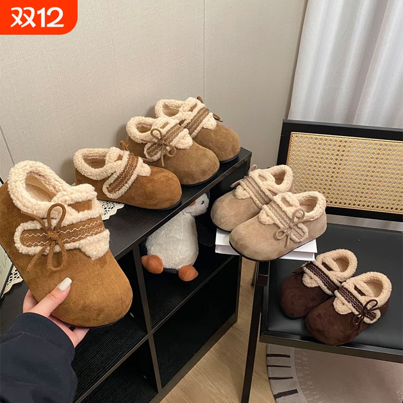 加绒勃肯鞋女2025新款冬季加厚保暖女士毛茸茸雪地靴子棉鞋