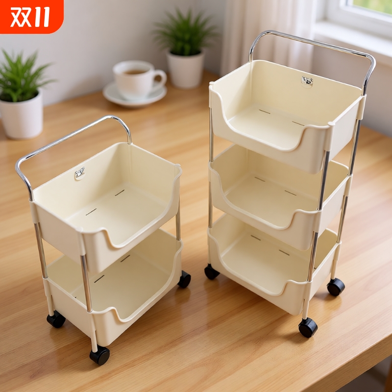 厨房多功能置物架落地多层家用放蔬菜调味料夹缝收纳架移动小推车