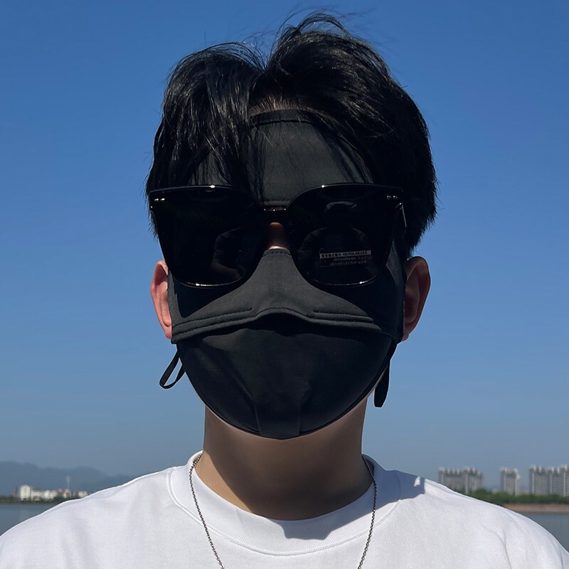 全脸防晒面罩男款冰丝遮阳夏季透气防护口罩开车防紫外线脸基尼女