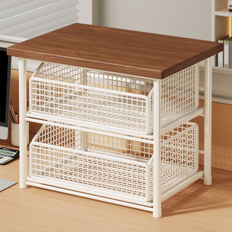 打印机置物架办公室桌面抽屉式文件分层架台面烤漆茶具咖啡储物架