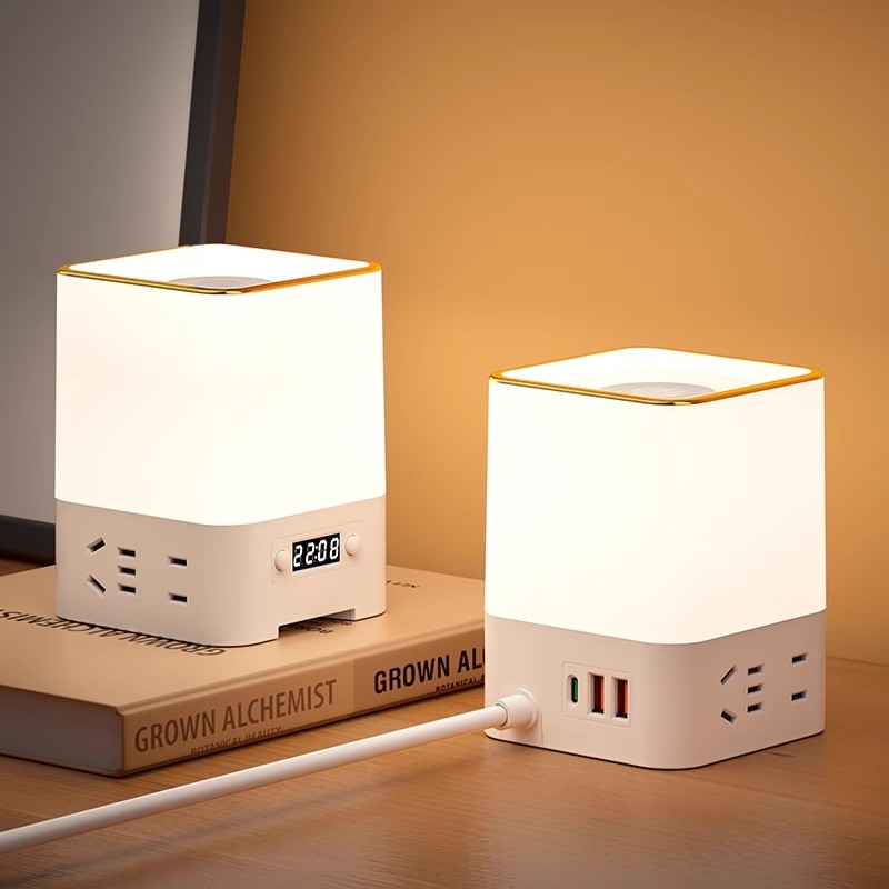 床头可充电小夜灯USB插座台灯触摸起夜多功能一体护眼卧室睡眠灯