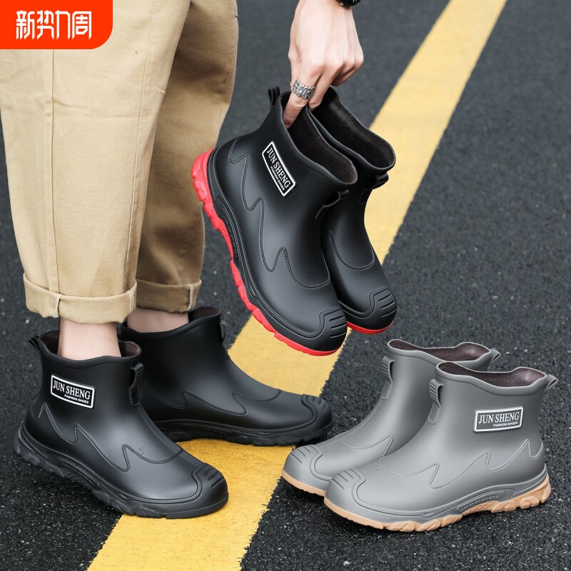 耐磨短筒防水厨房钓鱼雨靴时尚男士男女雨鞋防滑工地工作胶鞋保暖