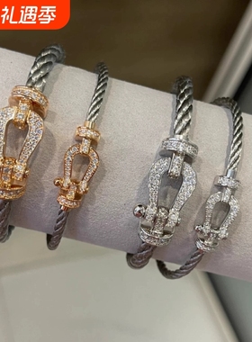 不掉色8字马蹄扣红绳转运手链情侣款男女百搭饰品18K镀玫瑰金手绳