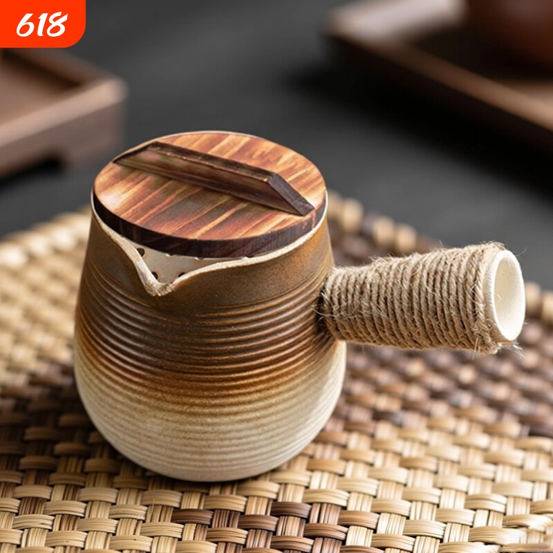 大容量罐罐壶木盖烤奶壶围炉煮茶壶陶壶侧把烤茶壶罐罐奶烧烤奶罐