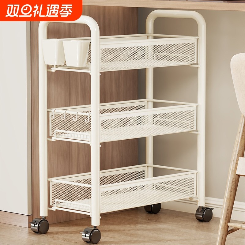 宿舍小推车置物架寝室书桌下小书架可移动带轮零食多层夹缝收纳柜