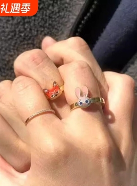 2025迪士尼疯狂动物城立体头像戒指兔子朱迪狐狸尼克情侣对戒卡通