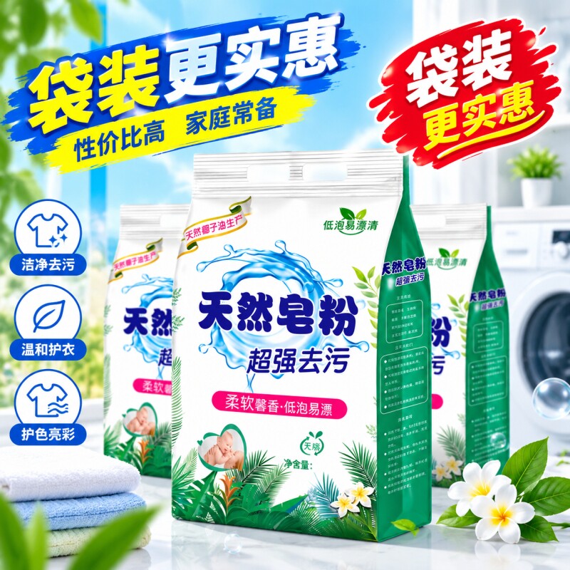 天然皂粉洗衣粉洗衣服粉香味持久去除污垢柔软馨香家庭实惠装