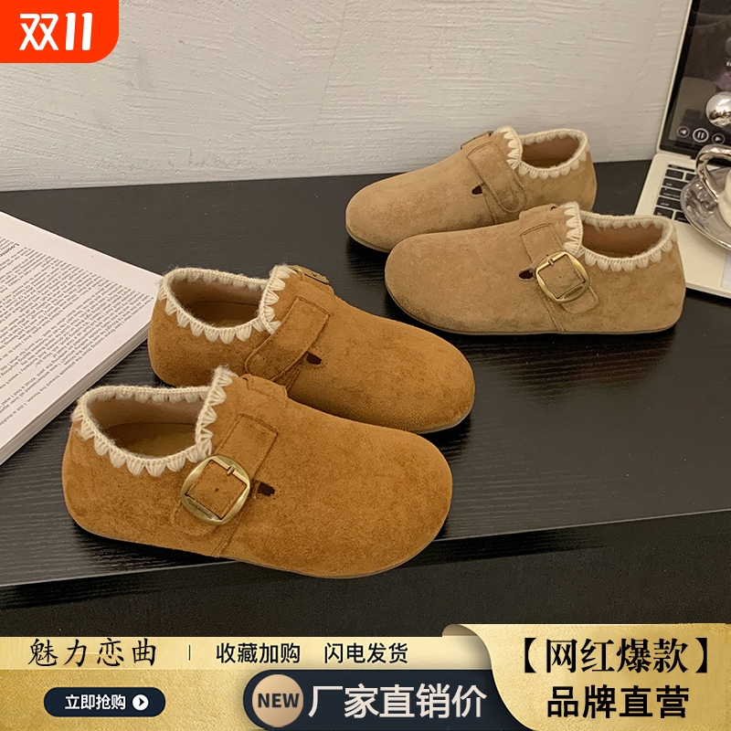 厚底内增高全包勃肯鞋女2025秋季新款乐福鞋博肯单鞋豆豆鞋百搭