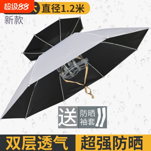 2026年钓鱼伞帽头戴式遮阳伞超轻透气头伞帽防紫外线男女夏季防晒