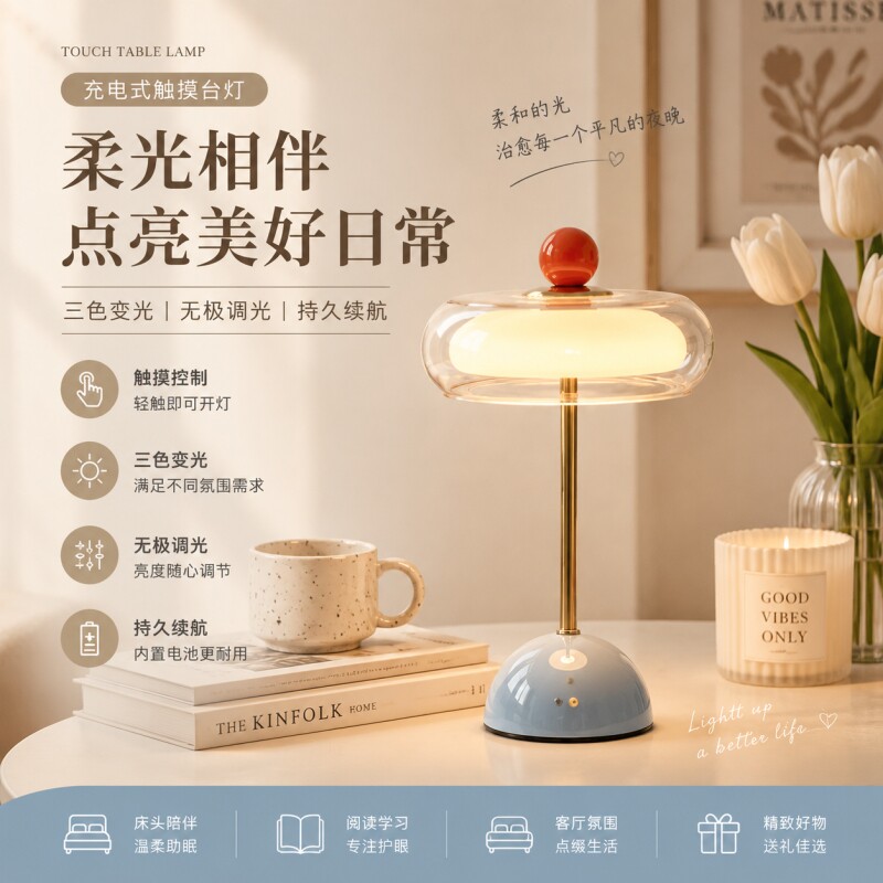 北欧简约玻璃轻奢氛围感装饰台灯图片