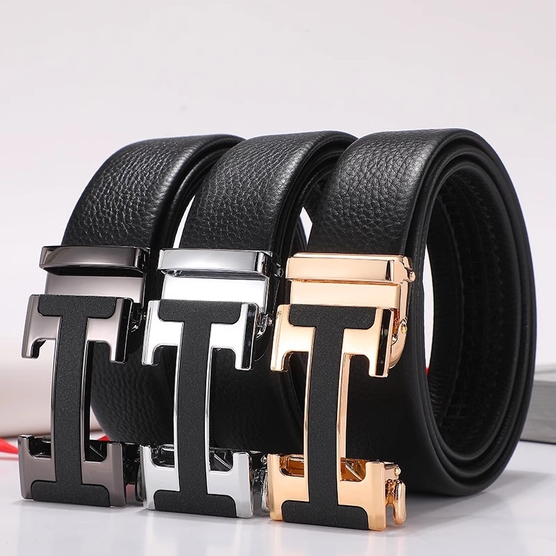 爱马=男仕头层牛皮男款自动扣皮带纯牛皮商务腰带H扣裤带男束腰