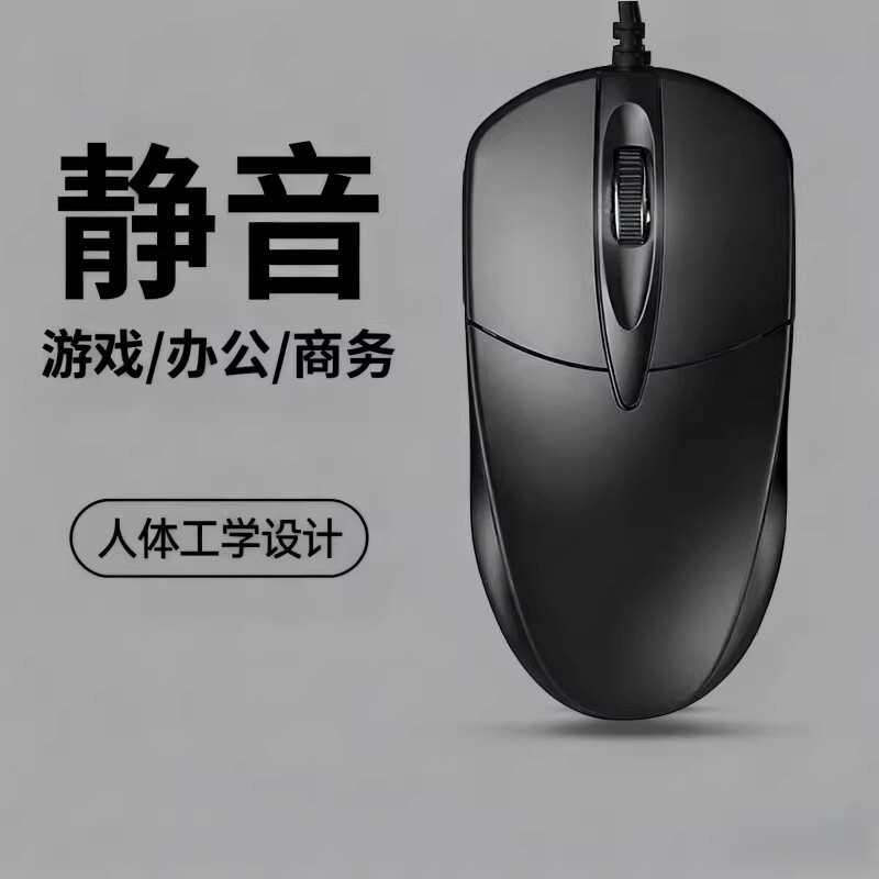 有线商务鼠标办公家用超静音适用笔记本台式电脑