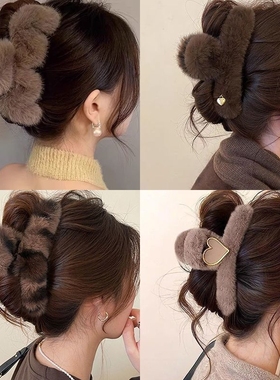 超大号15CM抓夹女2025新款发量多发夹秋冬毛绒鲨鱼夹盘发夹子头饰