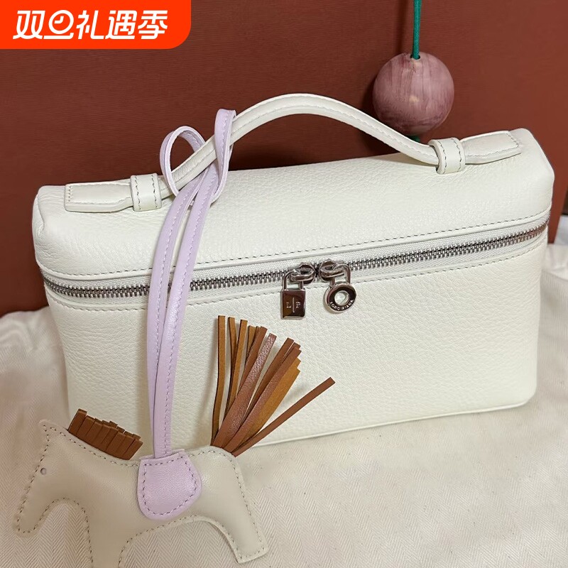 2025新款牛皮单肩斜挎手提女包LP19饭盒包ins百搭小方包大象灰