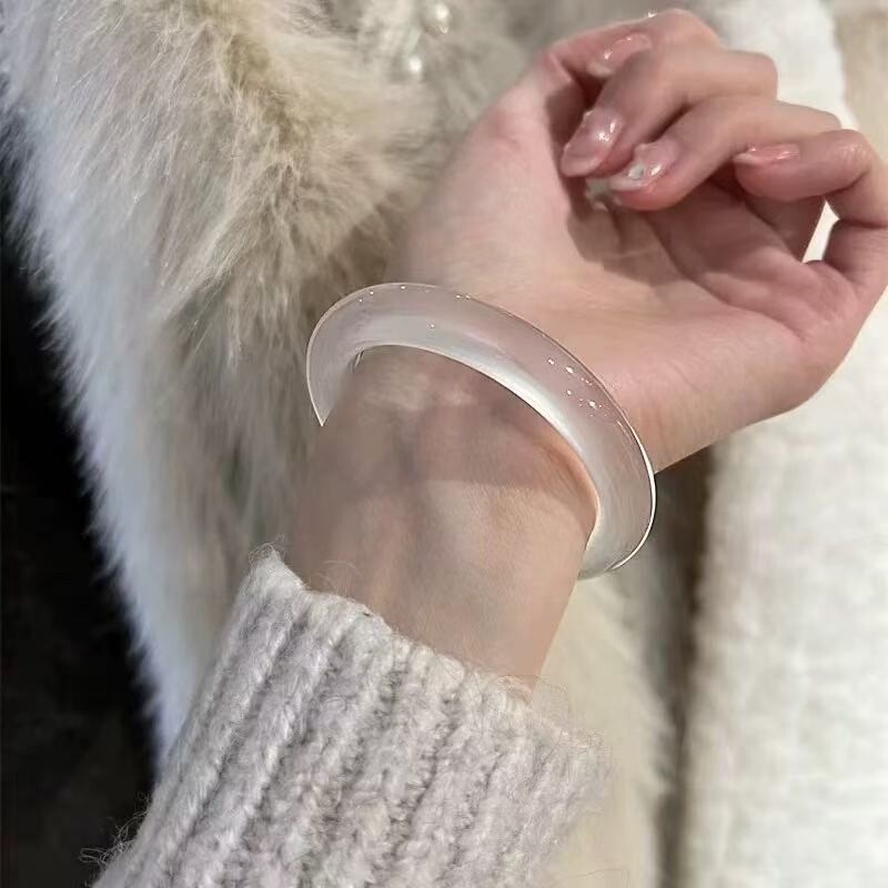 爆款仿马料白月光玛瑙高冰荔枝冻猫眼玉髓玉镯香槟色翡翠玉手镯