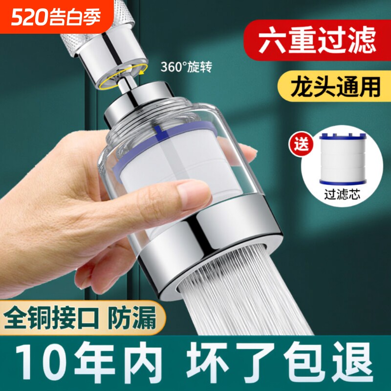 德国厨房水龙头过滤器嘴自来水防溅神器延伸通用净水器滤芯净化器