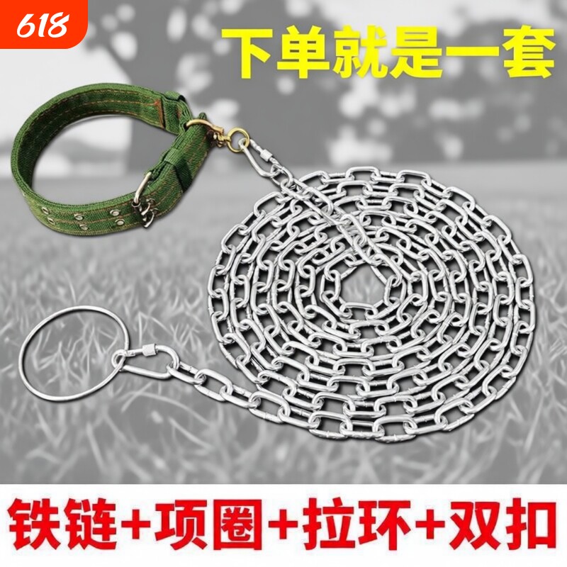 栓狗铁链狗项圈狗链子狗狗脖套拴狗链条铁链狗牵引绳防咬遛狗马犬
