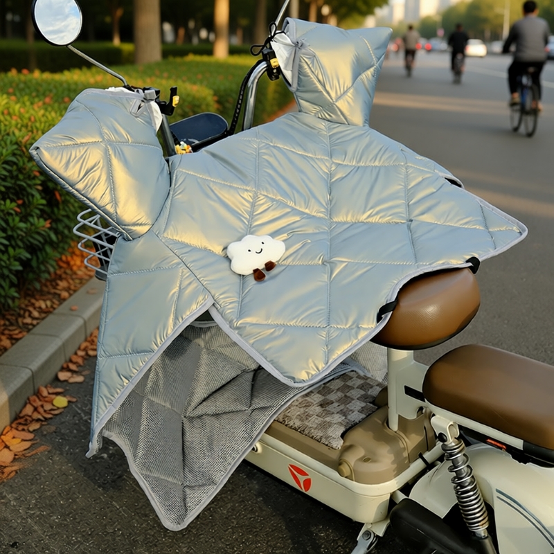 电动车挡风被四季通用春秋中厚电瓶摩托车秋季双面防水防晒防风罩