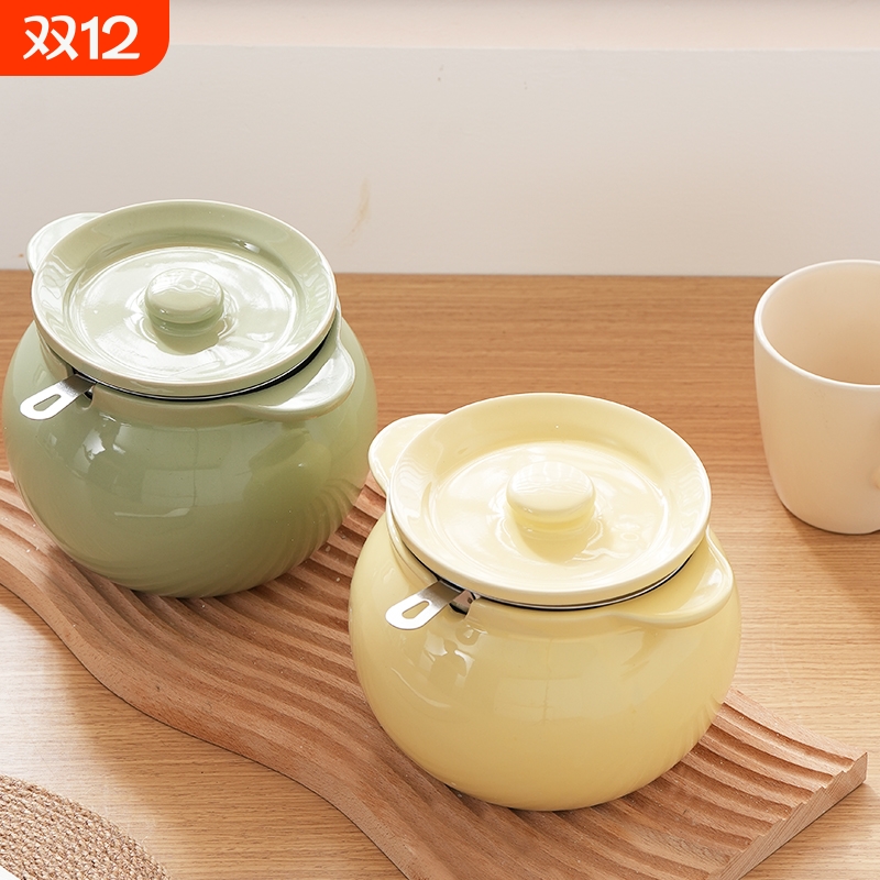 猪油罐家用陶瓷耐高温食品级油罐装荤油辣椒红油罐子厨房带盖容器