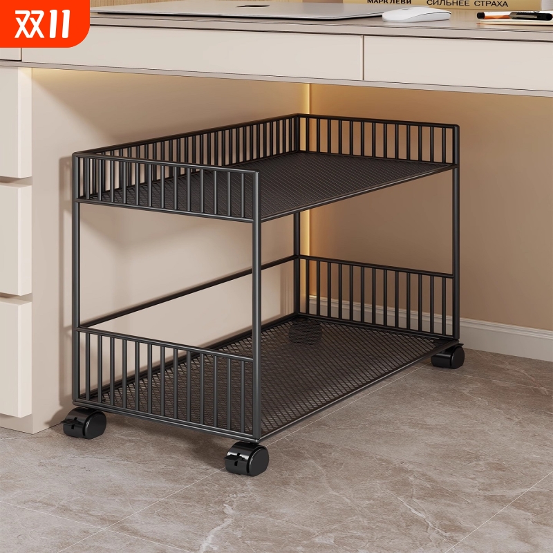 可移动书包架书包落地多层小推车置物架桌下书本收纳架两层三层