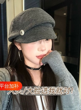 贝雷帽大头围帽子女秋冬季适合