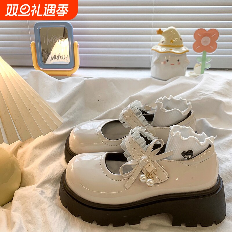 厚底小皮鞋女2025夏春新款复古英伦风白色裙玛丽珍单鞋粗跟中跟