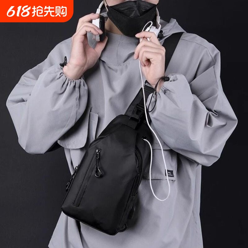 单肩斜挎防水外卖骑行胸包旅游礼品时尚休闲运动小背包男便携出行