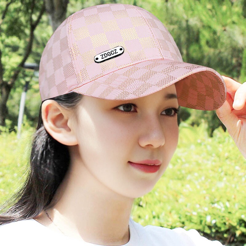 帽子女春夏季防晒鸭舌帽棒球帽遮阳帽粉色蓝色白色宽檐绿色爬山 - 实物图