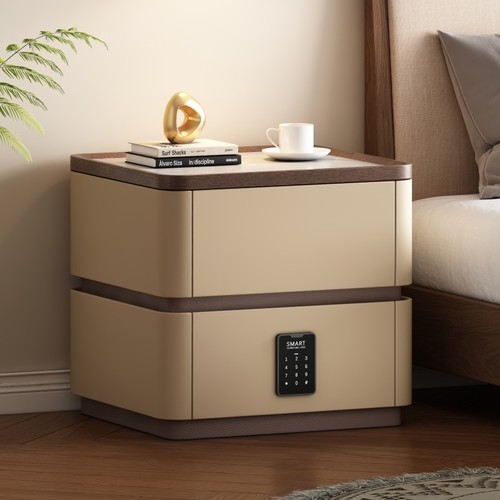 实木带锁保险箱小型收纳床头柜