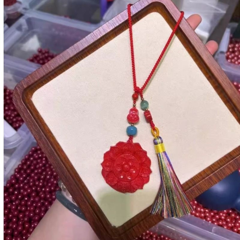 八方来财车挂朱砂六字真言古风流苏车挂走四方随身随车佩饰送男女