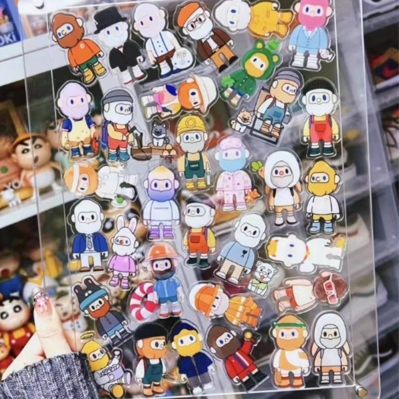 亚克力片片收纳立牌相框中空3层钥匙扣展示摆台双面透明照片拼图