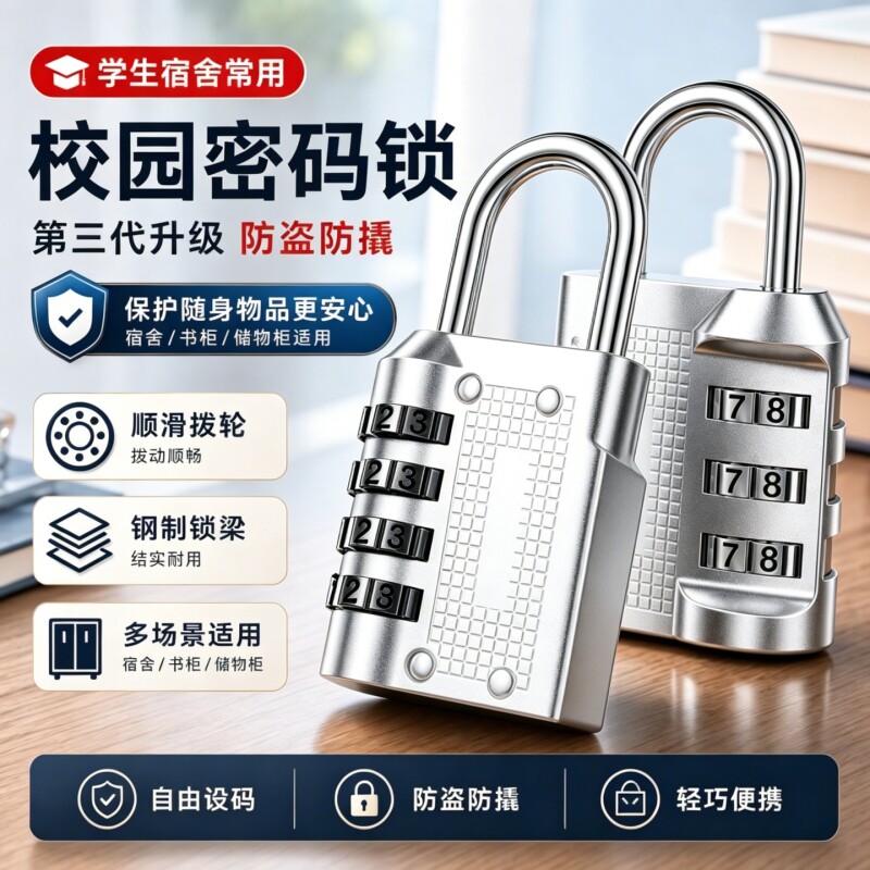 密码挂锁家用小型铝合金门锁图片
