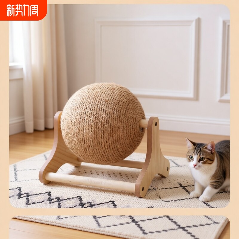 剑麻猫抓球耐磨不掉屑立式猫猫玩具自嗨解闷猫咪磨爪球耐抓幼猫