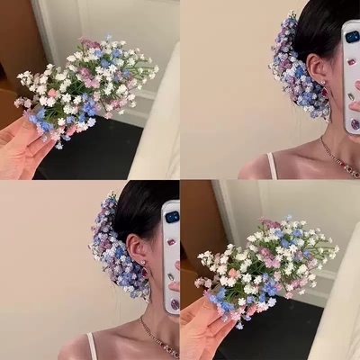 刘亦菲同款发饰满天星仿真花头饰发夹古堡公主礼服头花花朵婚礼