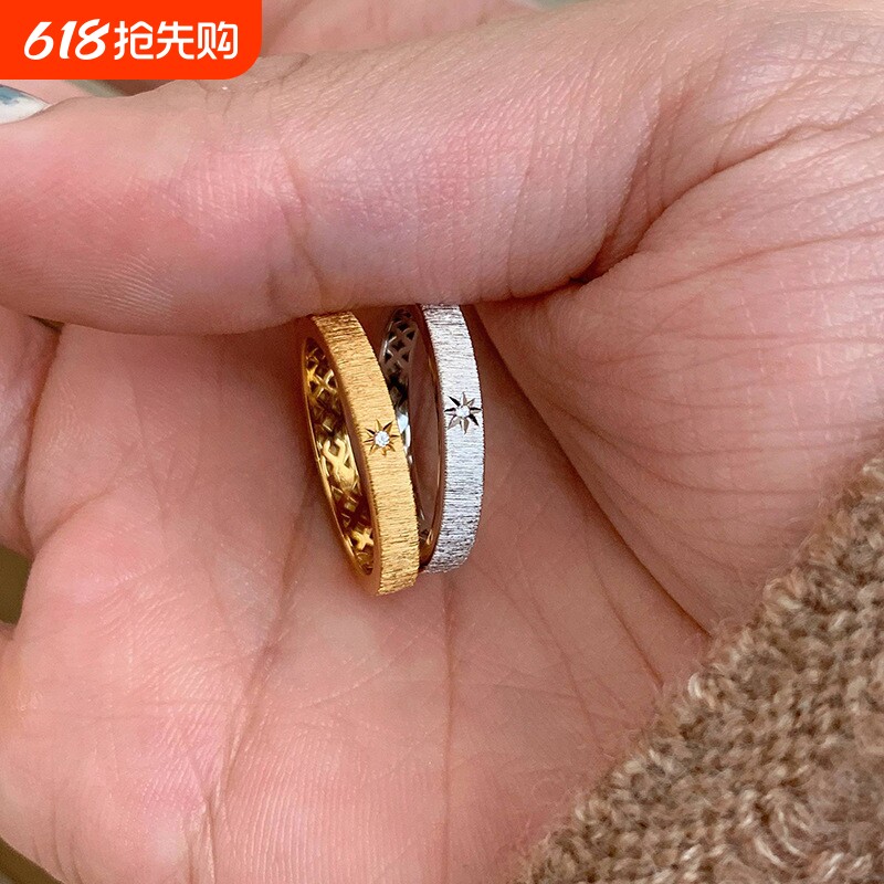 韩系水星记点钻拉丝戒指高级感时尚高颜值设计轻奢个性小众饰品女