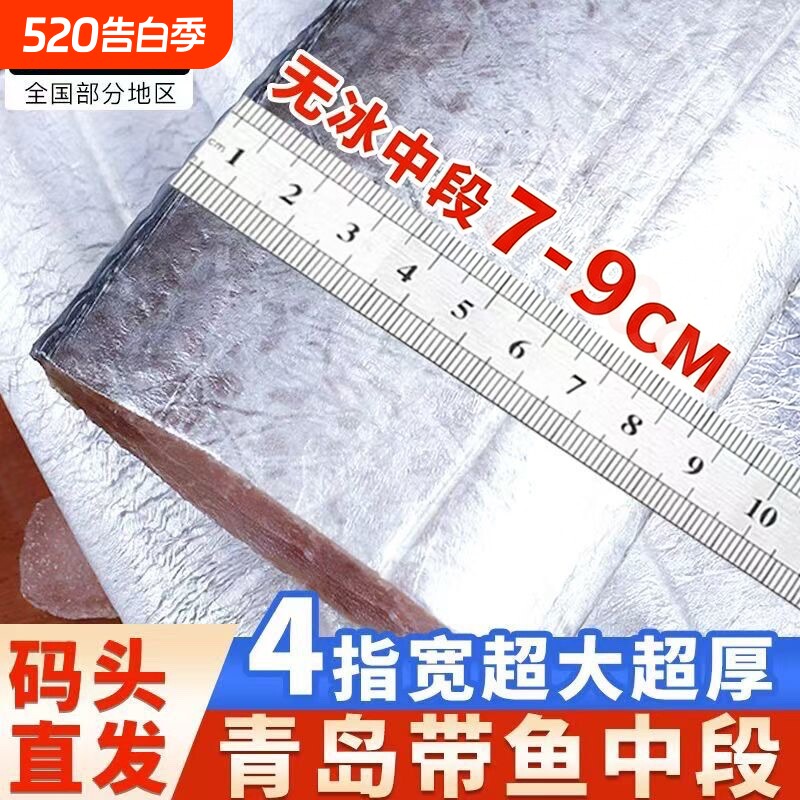 带鱼新鲜冷冻刀鱼段中段无冰特级东海小眼海鱼整箱10鲜活水产精品