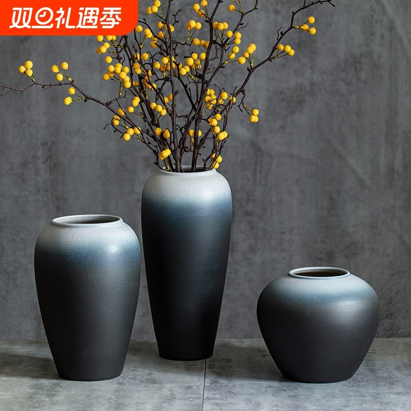 景德镇新中式复古陶瓷花瓶家居客厅花器摆件餐厅水培插干花装饰品