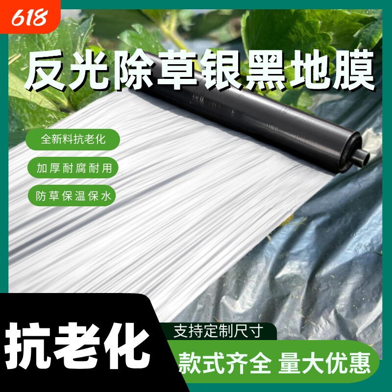 银黑双色地膜加厚蔬菜大棚反光防草大蒜草莓种菜薄膜种植果树保温