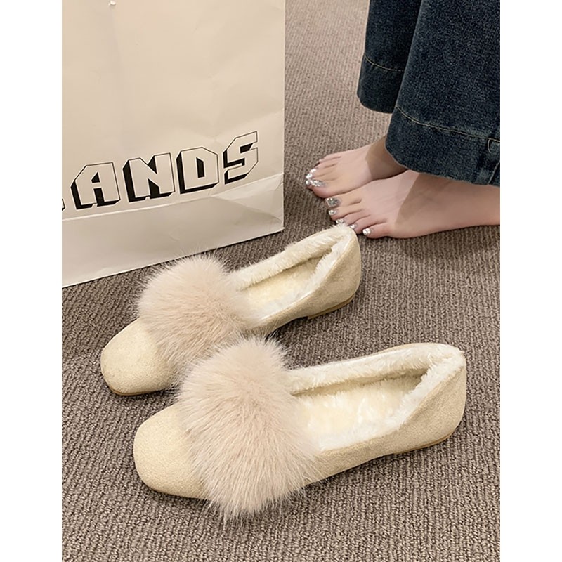 法式平底浅口加绒单鞋女秋2025新款配裙子百搭绝美小香风玛丽珍鞋