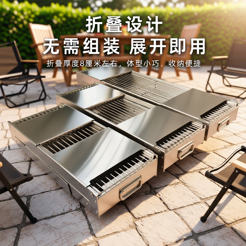 加厚不锈钢烤烧烤架户外家用烧烤炉木谈烤肉炉子全套烧烤工具用品