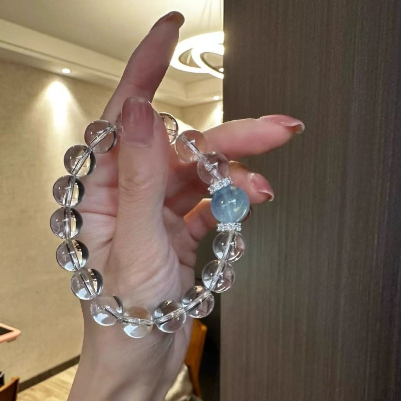 爆款仿白水晶海蓝宝水晶手串女设计款赵露思同款原创款手链定礼物