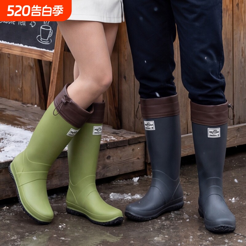 时尚野鸟可折叠束口雨靴女款户外涉水露营长筒雨鞋女轻便溯溪胶鞋