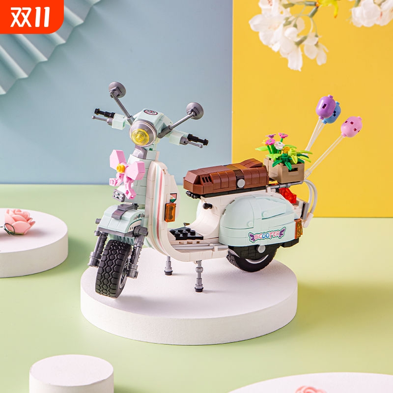 兼容乐高小绵羊宝马摩托车积木赛车模型跑车女生系列拼装玩具礼物