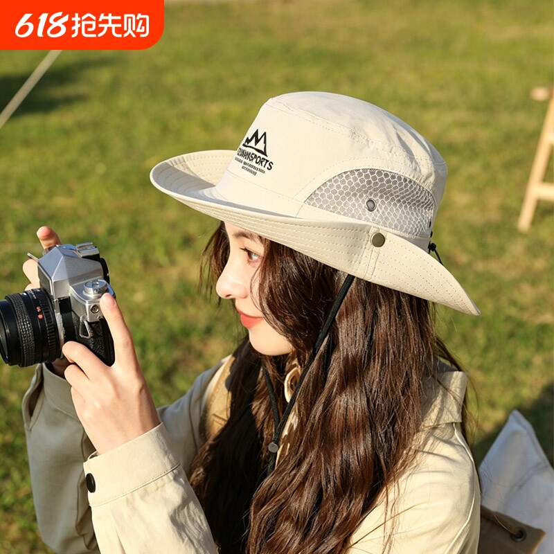 小众山系户外爬山露营速干登山帽夏季遮阳防晒防风紫外线渔夫帽女